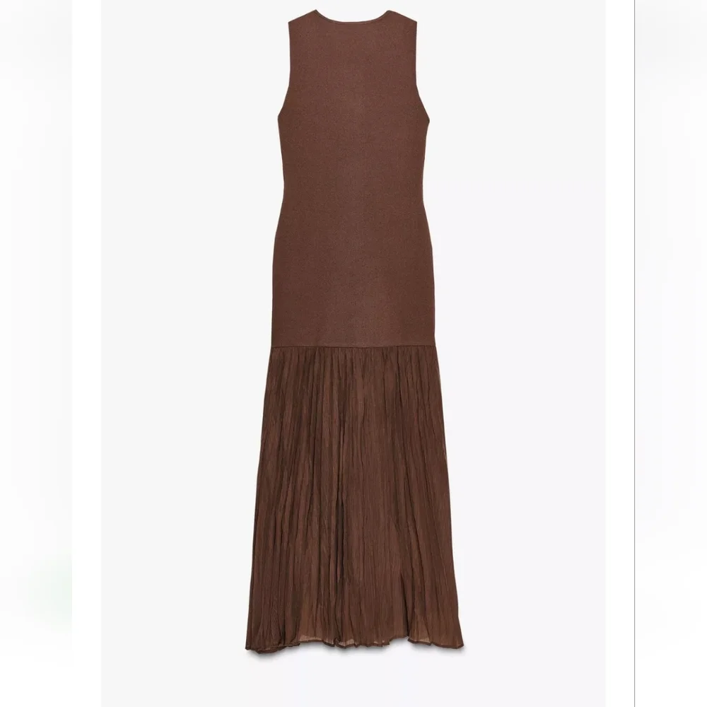 Zara Maxi Long Combination Dress Brown Size S and M - Picture 8 of 8